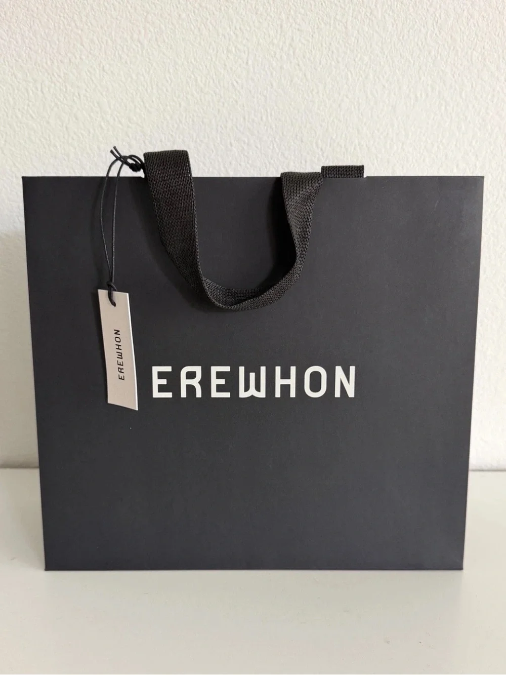 Erewhon Luxury Shopping Gift Bag Black Paper Bag w/ Tag 11” x 9.5”